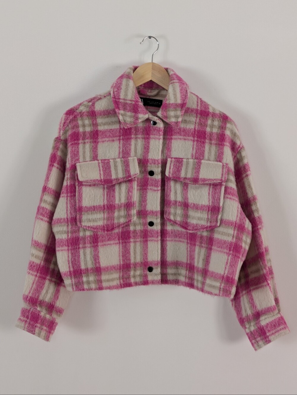 Zara Plaid Cropped Overshirt Jacket - S
